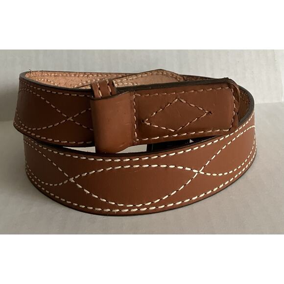 Womens Canterbury Belt Buckle-less Top Grain Cowhide Figure 8 Stitching Brown 30 - Picture 1 of 6